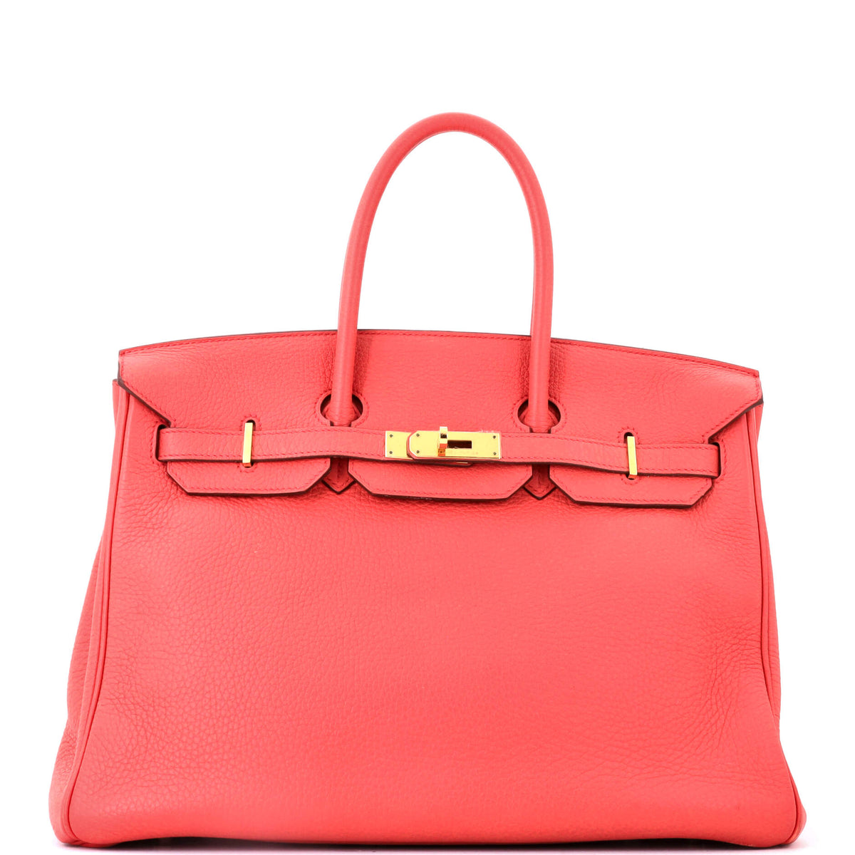Birkin Handbag Bougainvillier Clemence with Gold Hardware 35