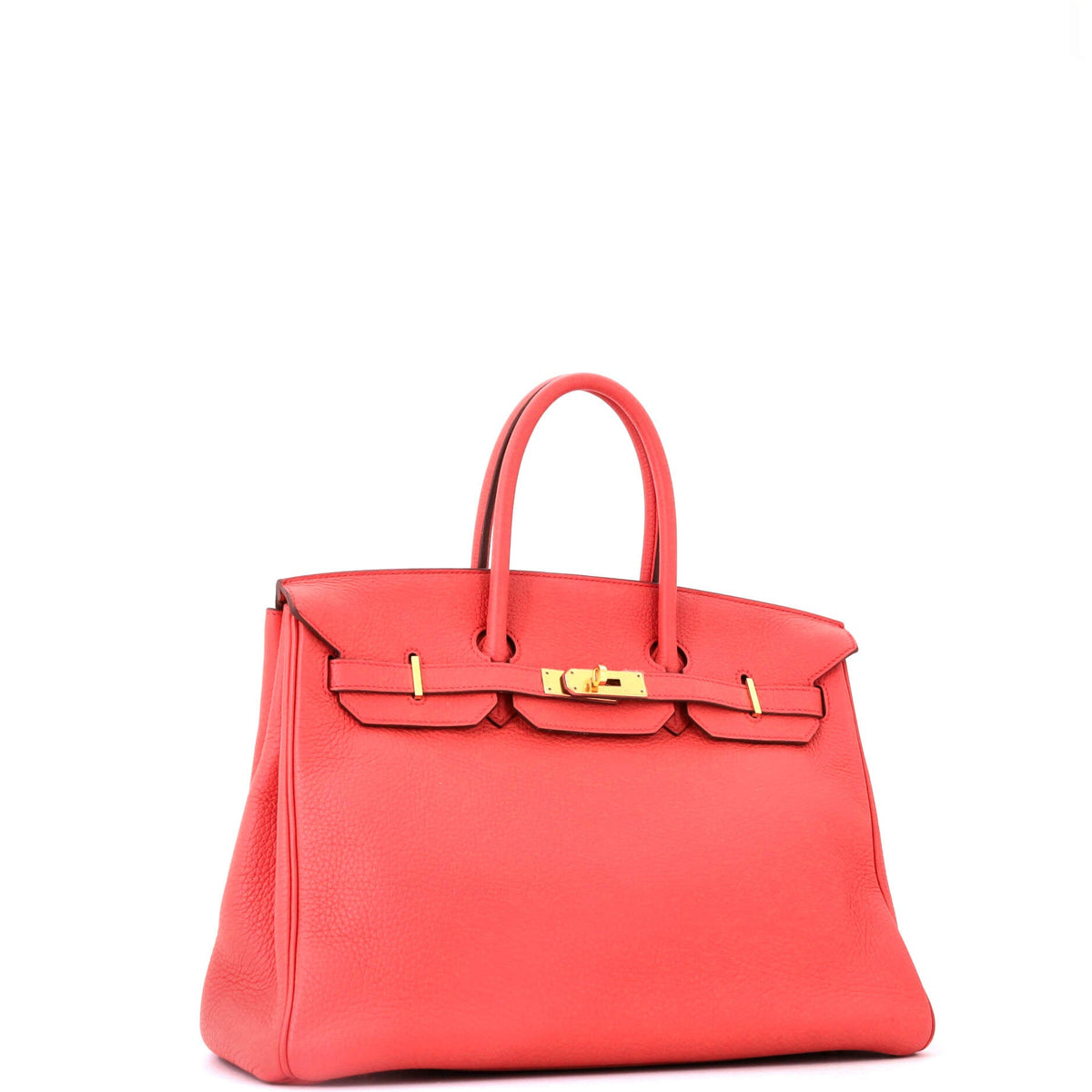 Birkin Handbag Bougainvillier Clemence with Gold Hardware 35