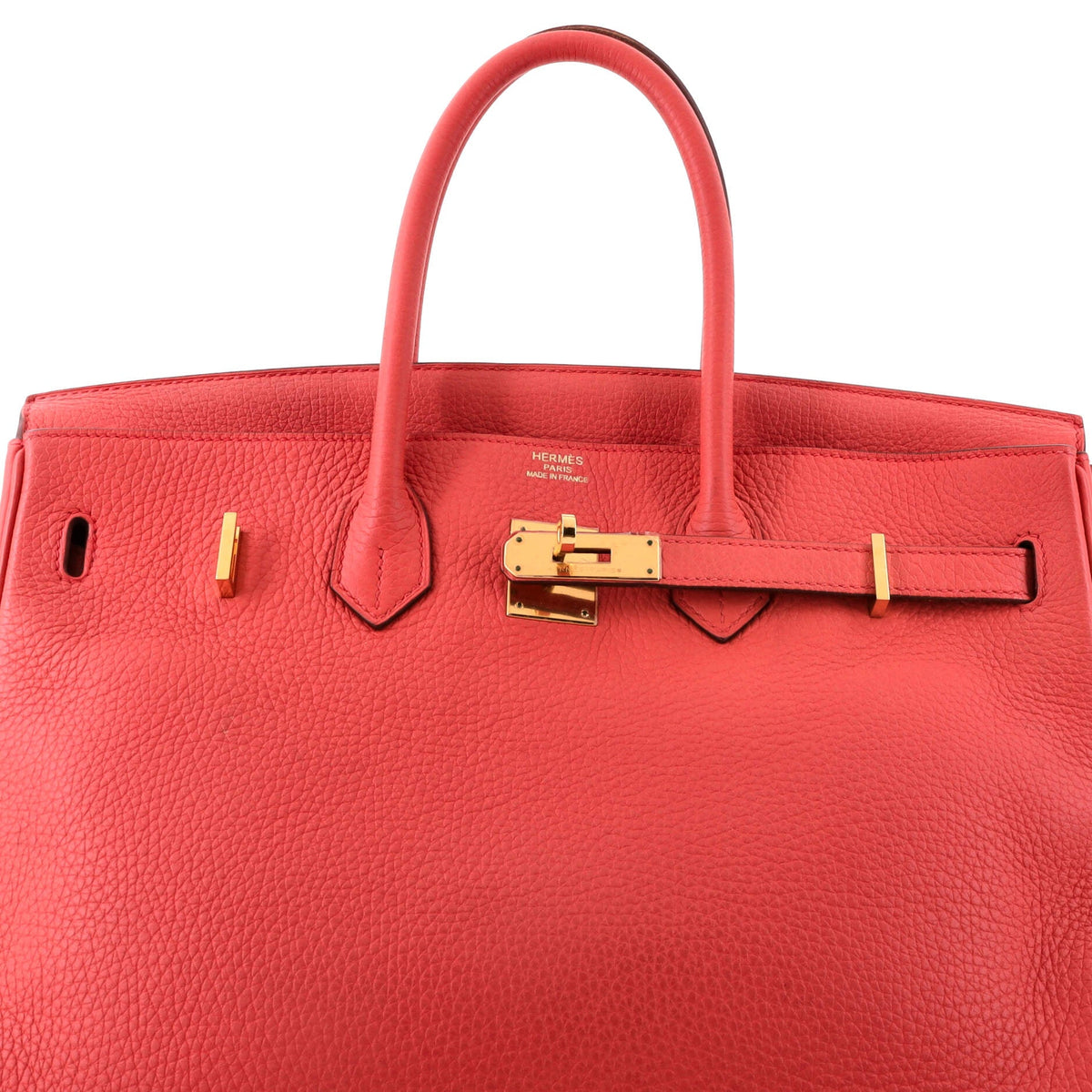Birkin Handbag Bougainvillier Clemence with Gold Hardware 35