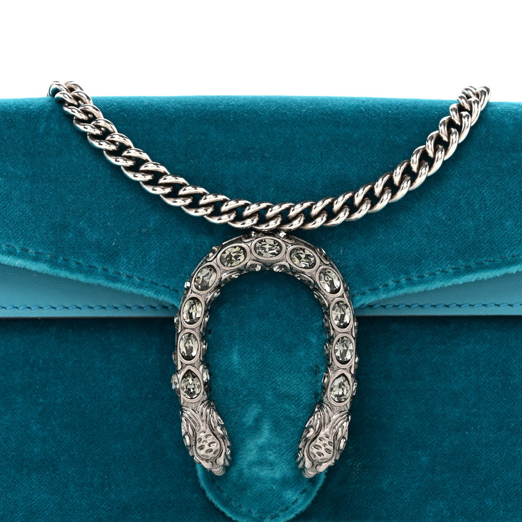 Velvet Super Mini Dionysus Shoulder Bag Pavone Cyan