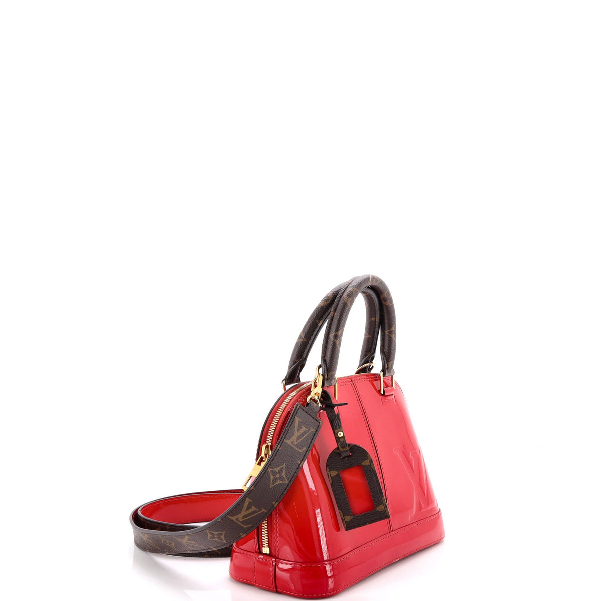 Alma Handbag Vernis with Monogram Canvas BB