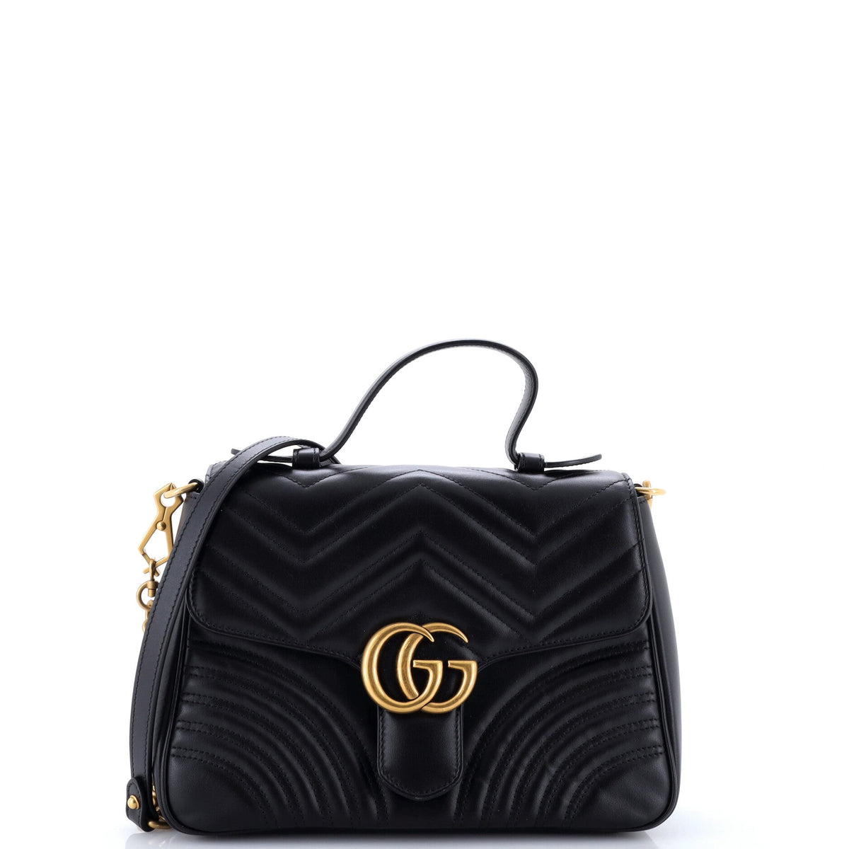 GG Marmont Top Handle Flap Bag Matelasse Leather Small