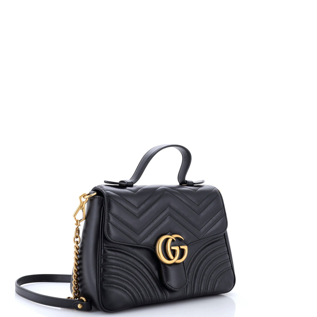 GG Marmont Top Handle Flap Bag Matelasse Leather Small