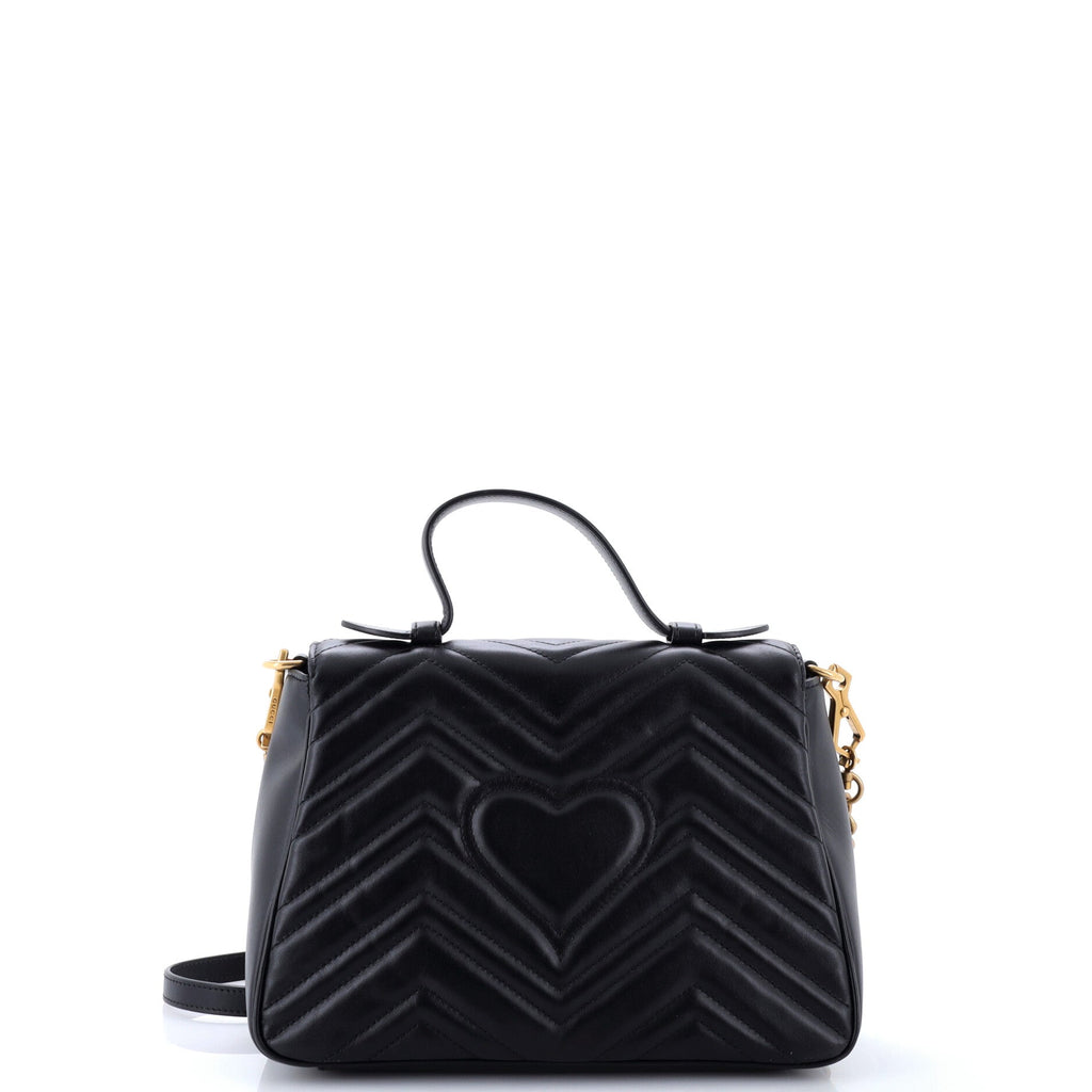 GG Marmont Top Handle Flap Bag Matelasse Leather Small
