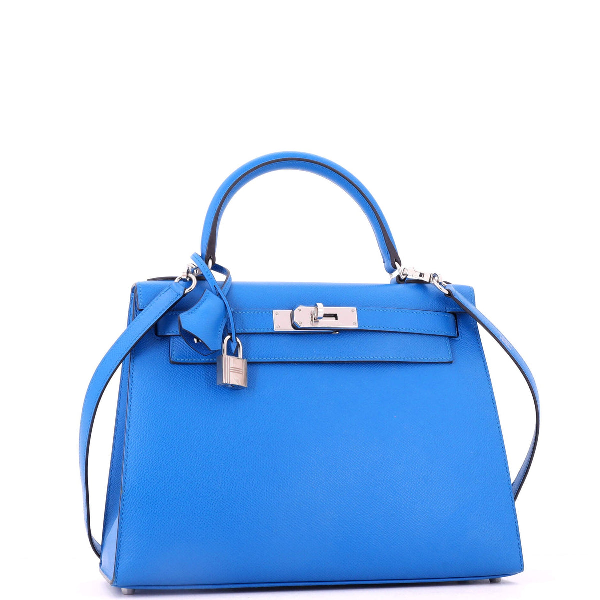 Kelly Handbag Bleu Zanzibar Epsom with Palladium Hardware 28