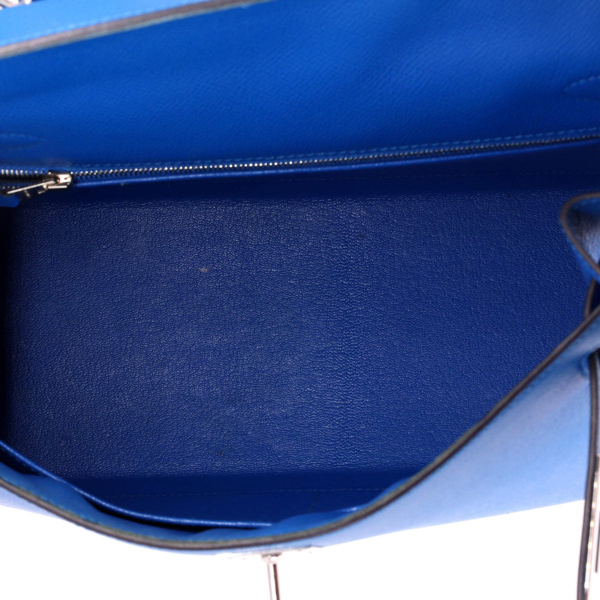 Kelly Handbag Bleu Zanzibar Epsom with Palladium Hardware 28