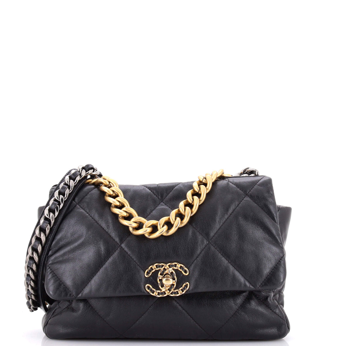 19 Flap Bag Quilted Leather Large