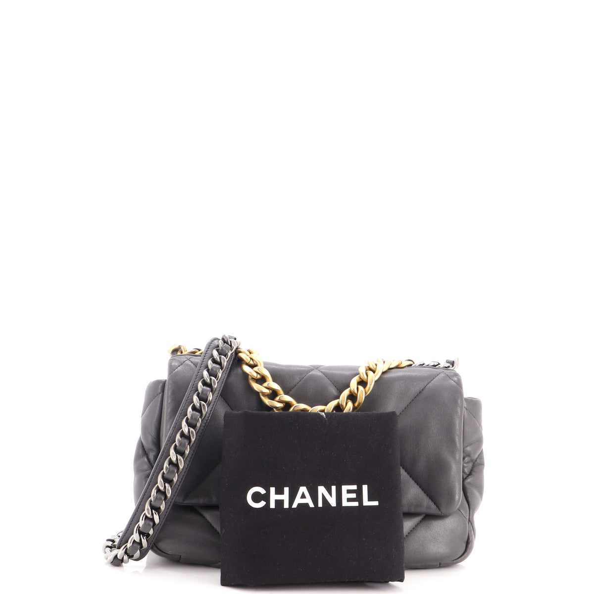 19 Flap Bag Quilted Stitched Lambskin Medium