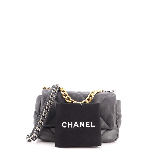 19 Flap Bag Quilted Stitched Lambskin Medium
