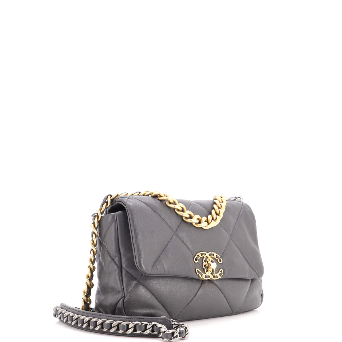19 Flap Bag Quilted Stitched Lambskin Medium