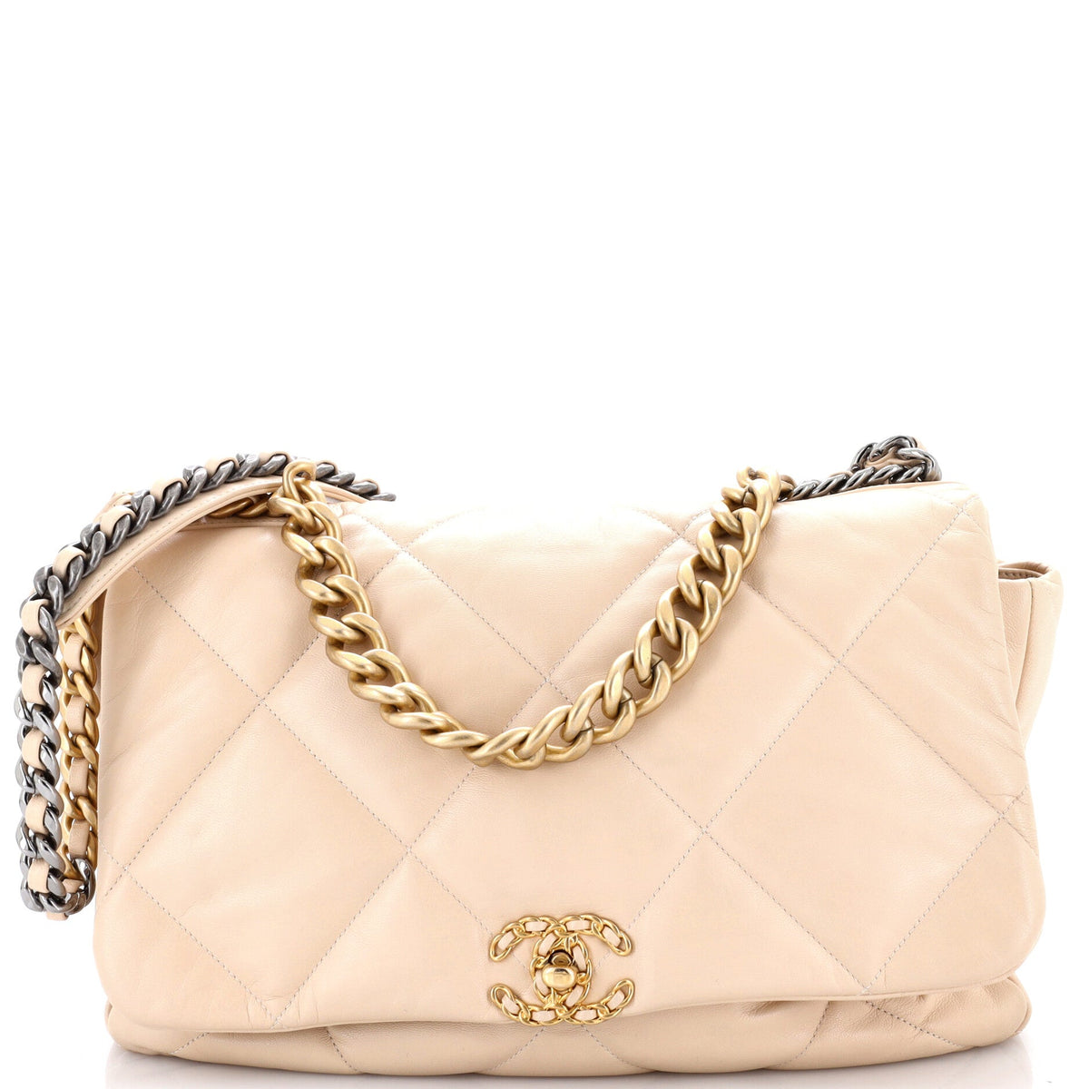 19 Flap Bag Quilted Leather Maxi