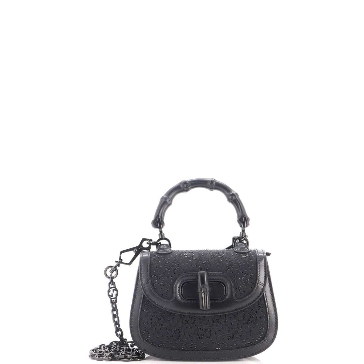 Bamboo 1947 Top Handle Bag Crystal Embellished GG Canvas Mini