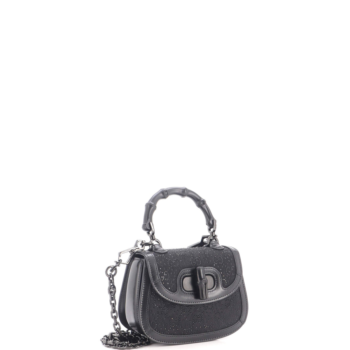 Bamboo 1947 Top Handle Bag Crystal Embellished GG Canvas Mini