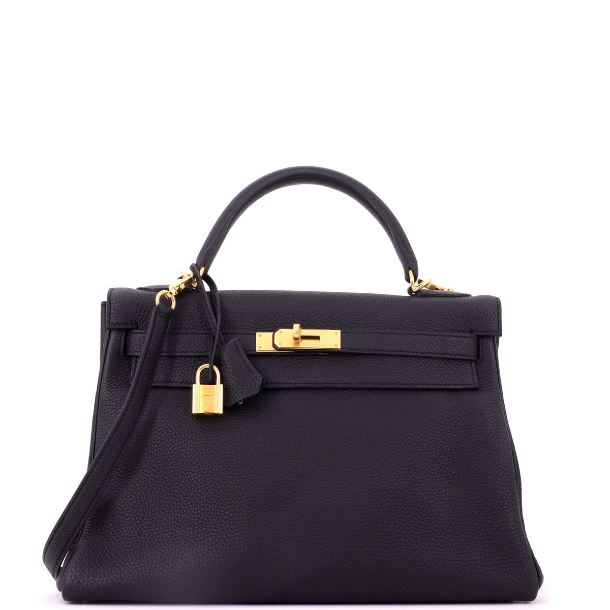 Kelly Handbag Noir Togo with Gold Hardware 32
