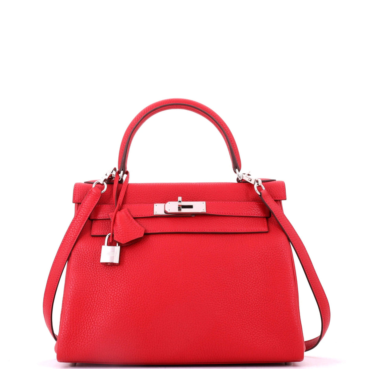 Kelly Handbag Rouge Casaque Togo with Palladium Hardware 28