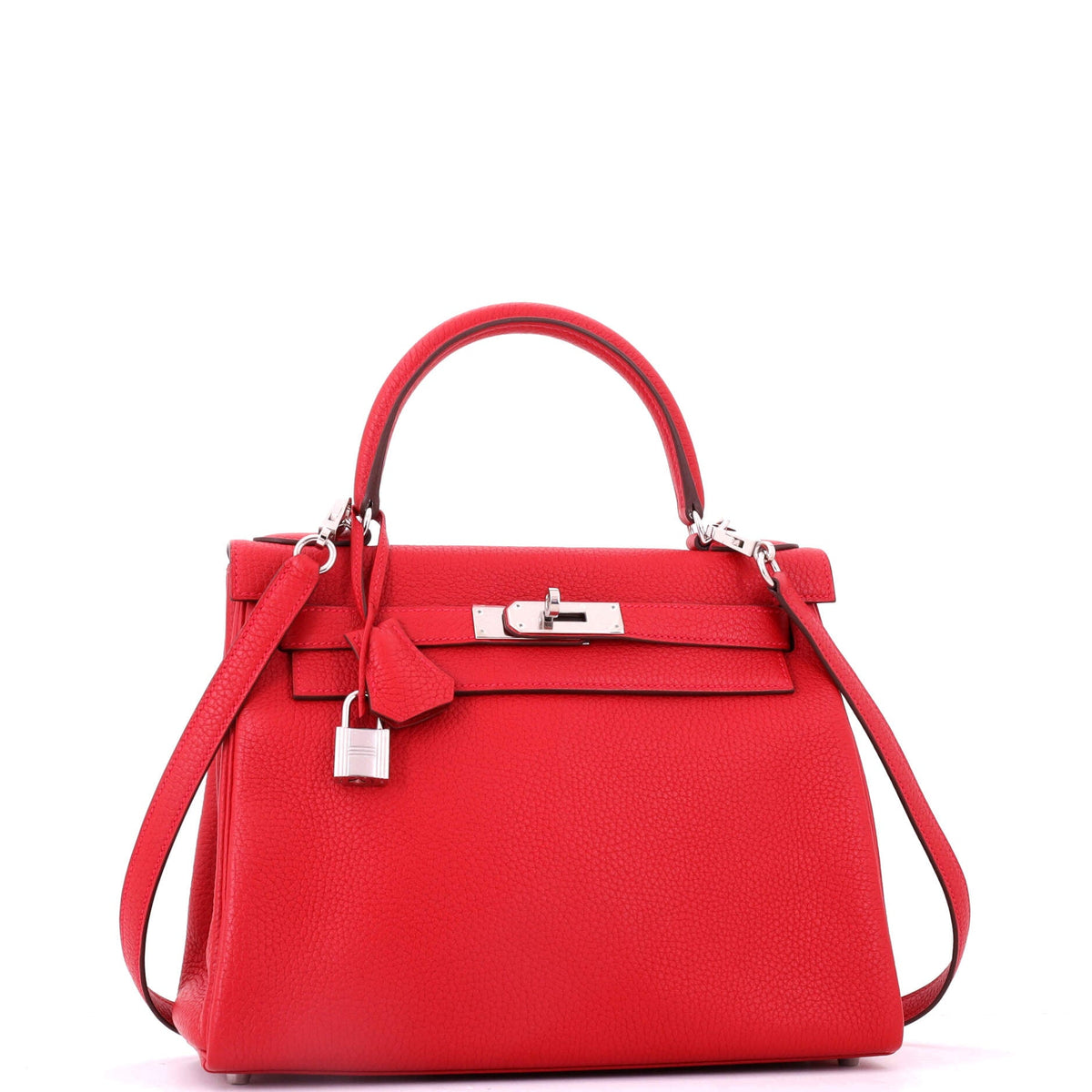 Kelly Handbag Rouge Casaque Togo with Palladium Hardware 28