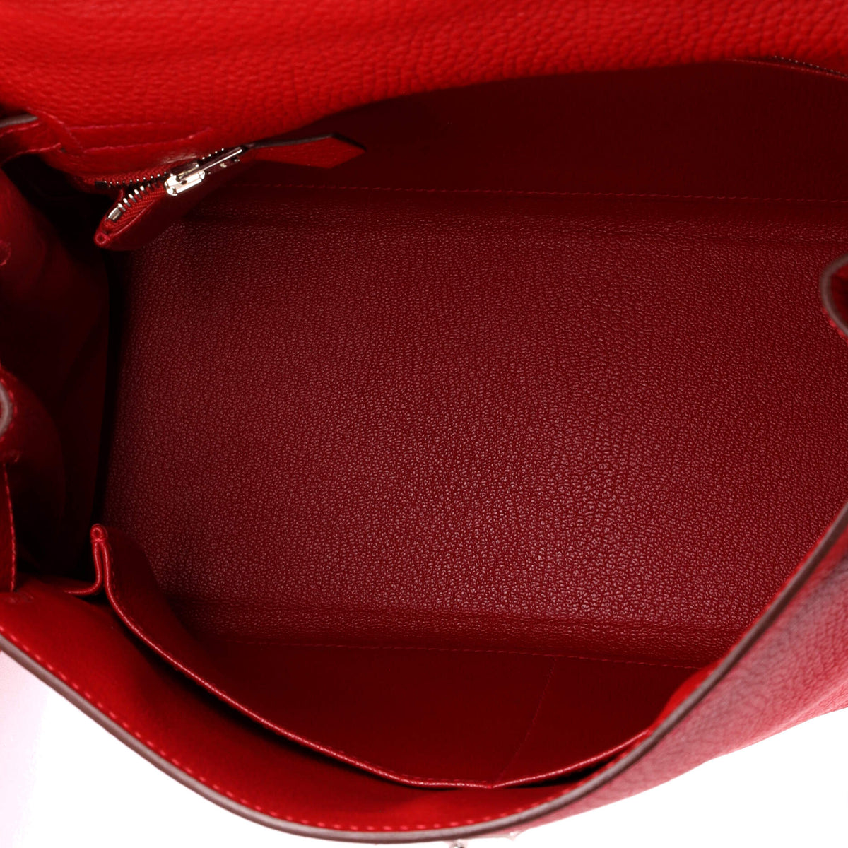 Kelly Handbag Rouge Casaque Togo with Palladium Hardware 28