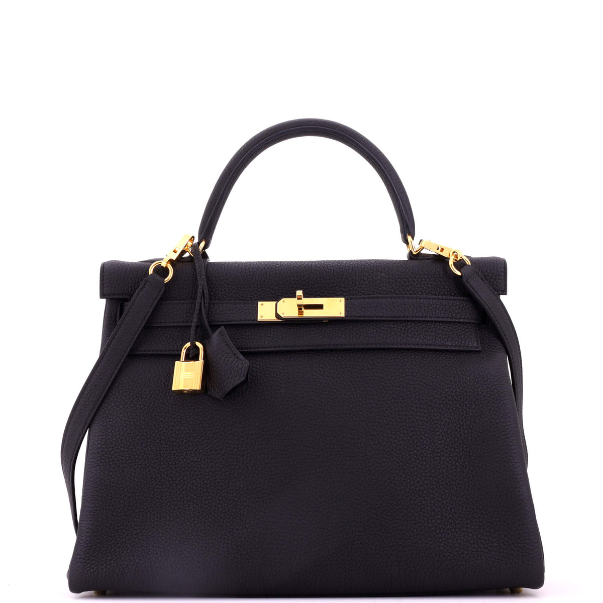 Kelly Handbag Noir Togo with Gold Hardware 32
