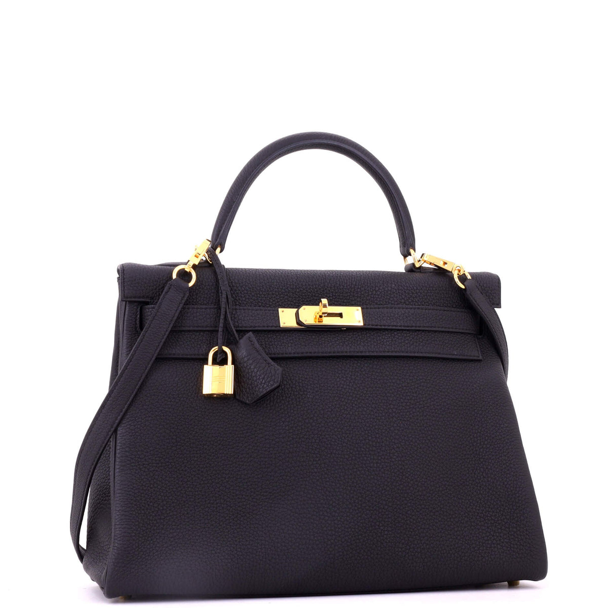 Kelly Handbag Noir Togo with Gold Hardware 32