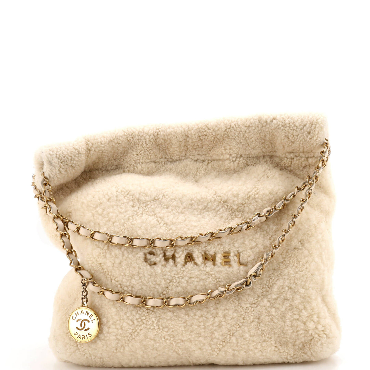 22 Chain Hobo Quilted Shearling Small