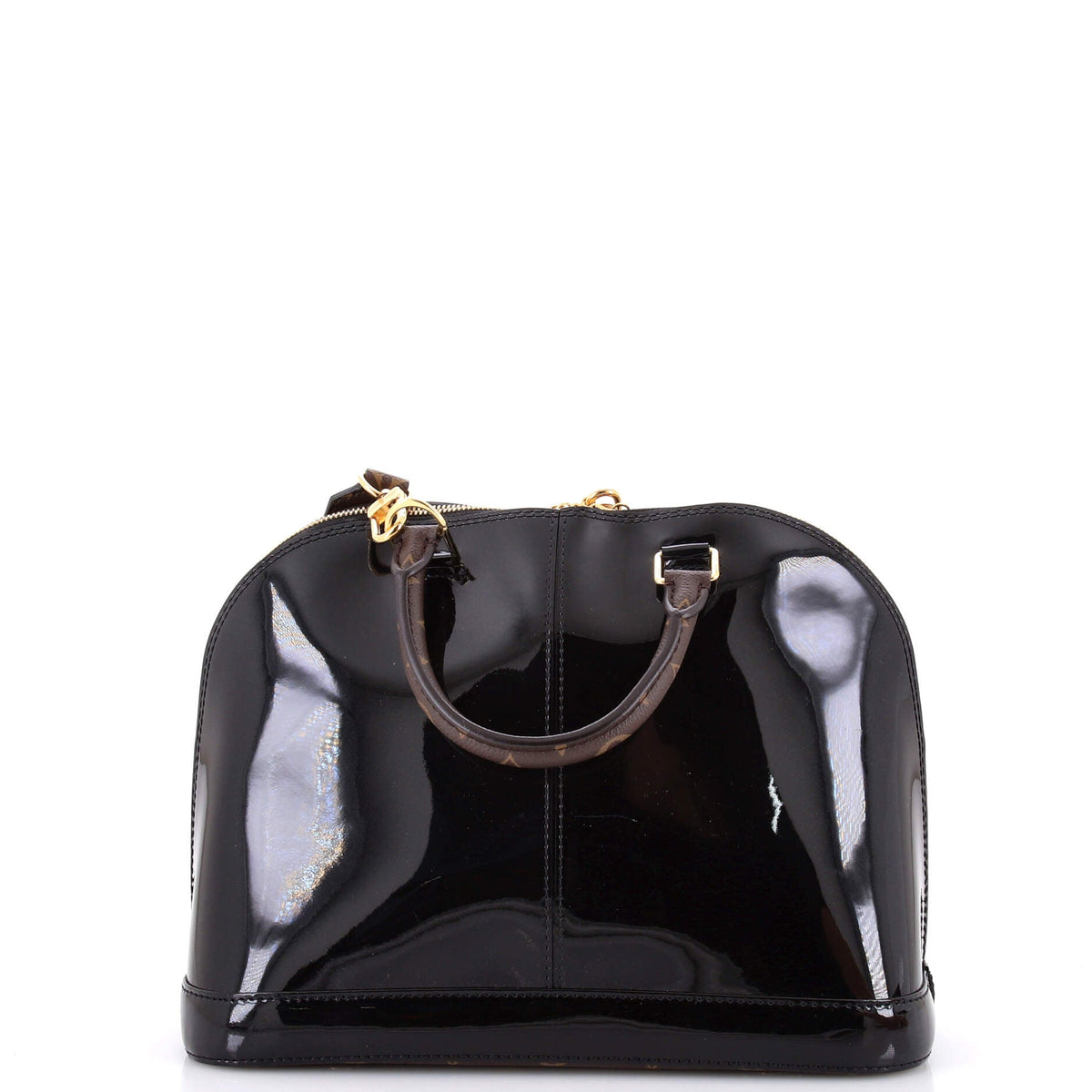 Alma Handbag Vernis with Monogram Canvas PM