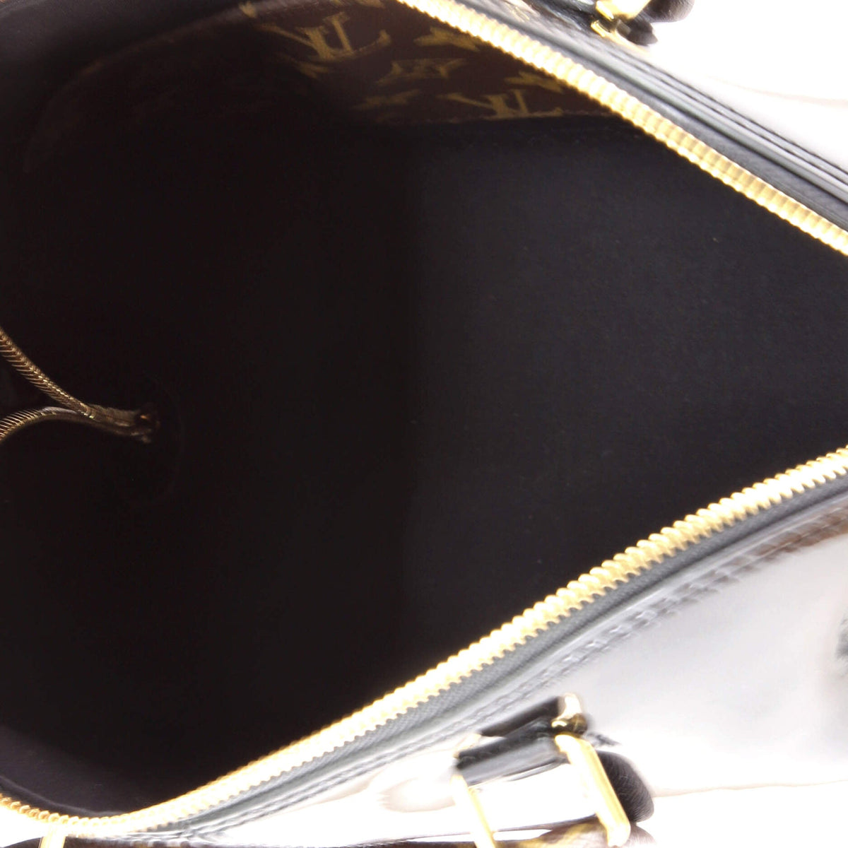 Alma Handbag Vernis with Monogram Canvas PM