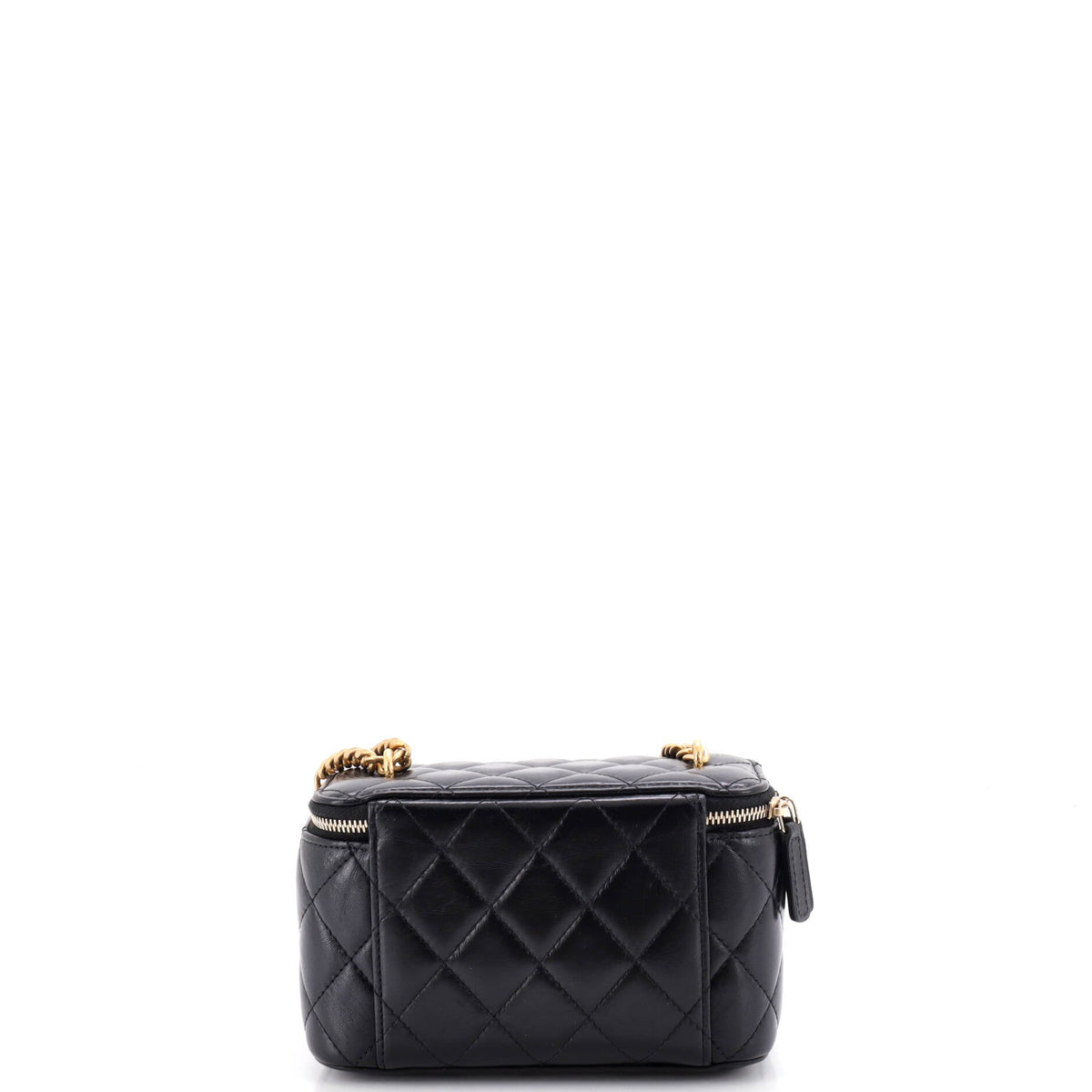 All Slide Long Vanity Case with Chain Quilted Lambskin Small