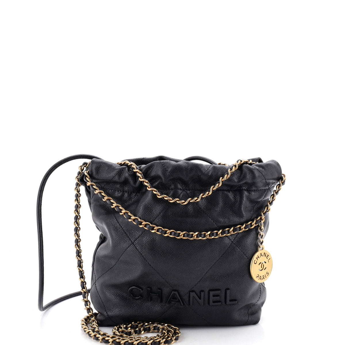 22 Chain Hobo Quilted Caviar Mini