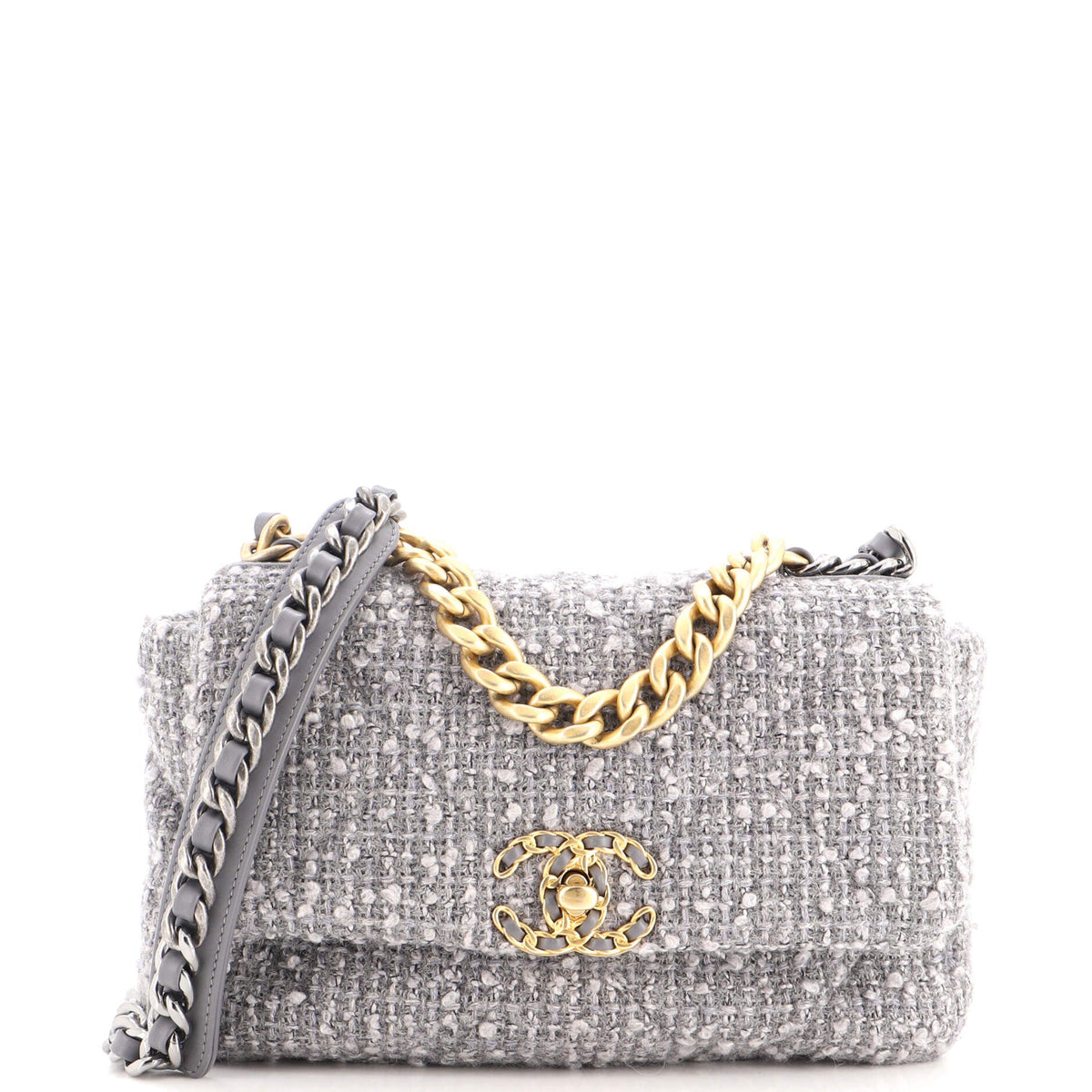 19 Flap Bag Quilted Tweed Medium