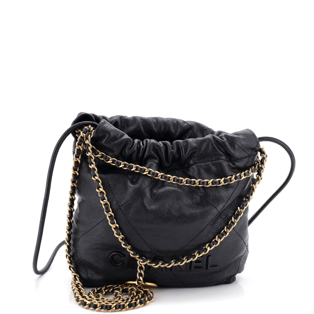 22 Chain Hobo Quilted Caviar Mini