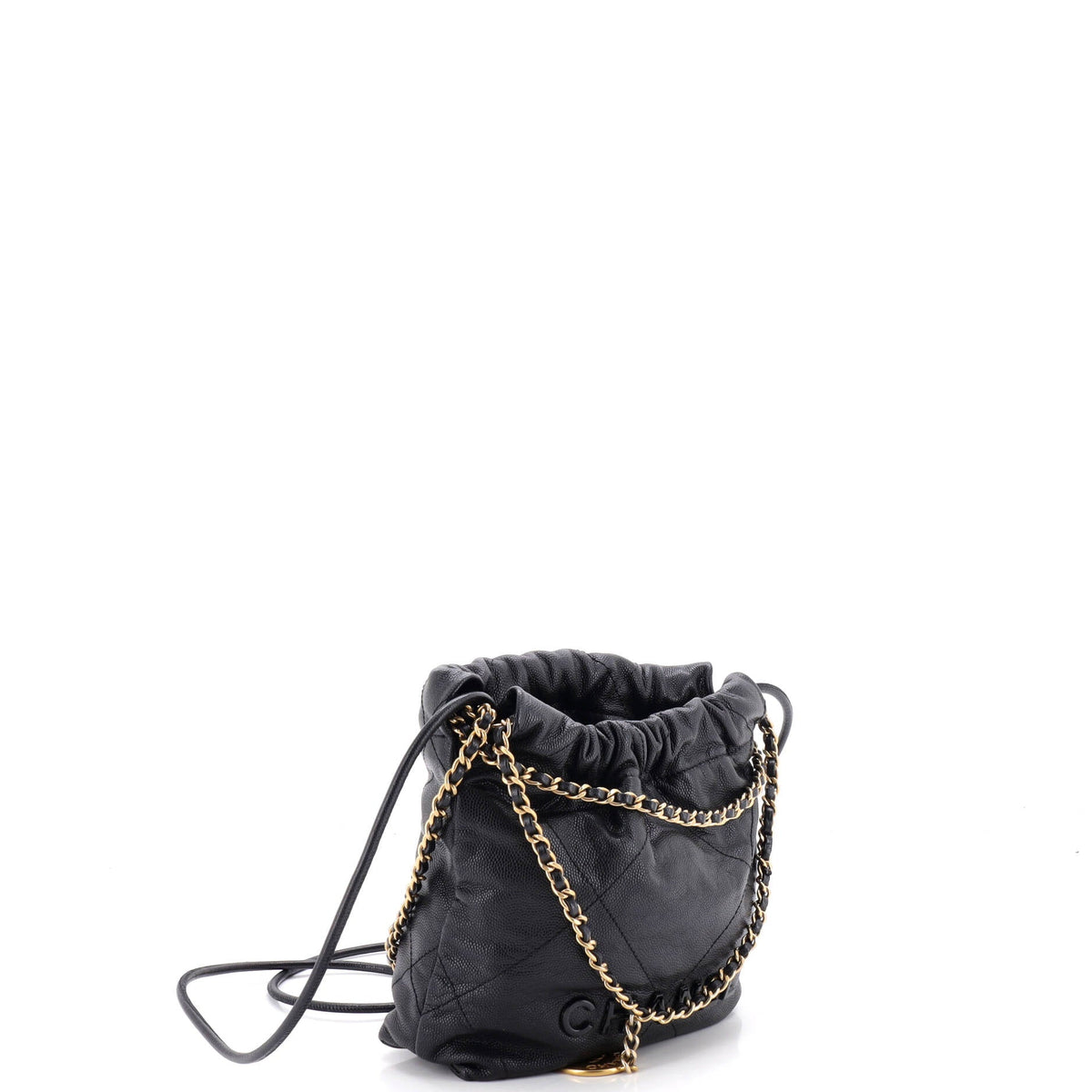 22 Chain Hobo Quilted Caviar Mini