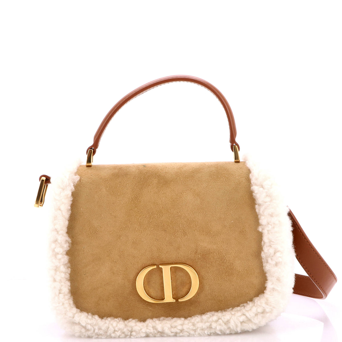 30 Montaigne Avenue Top Handle Bag Suede and Shearling Medium