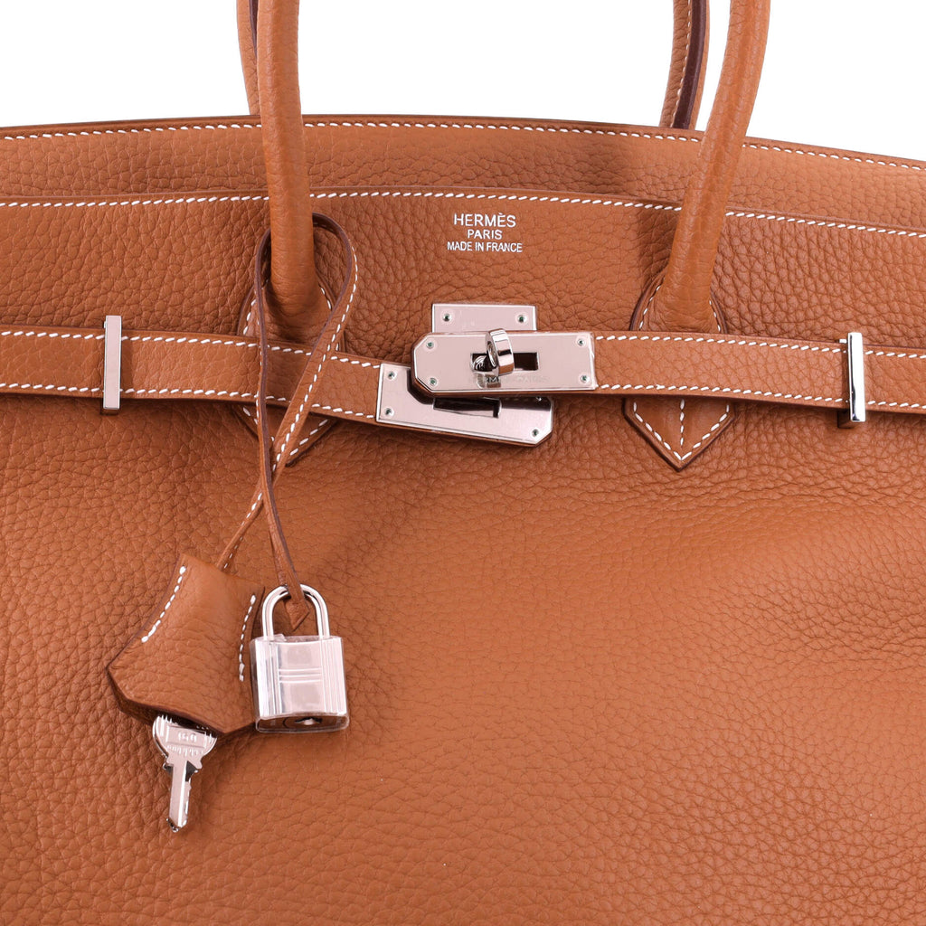 Birkin Handbag Gold Fjord with Palladium Hardware 35