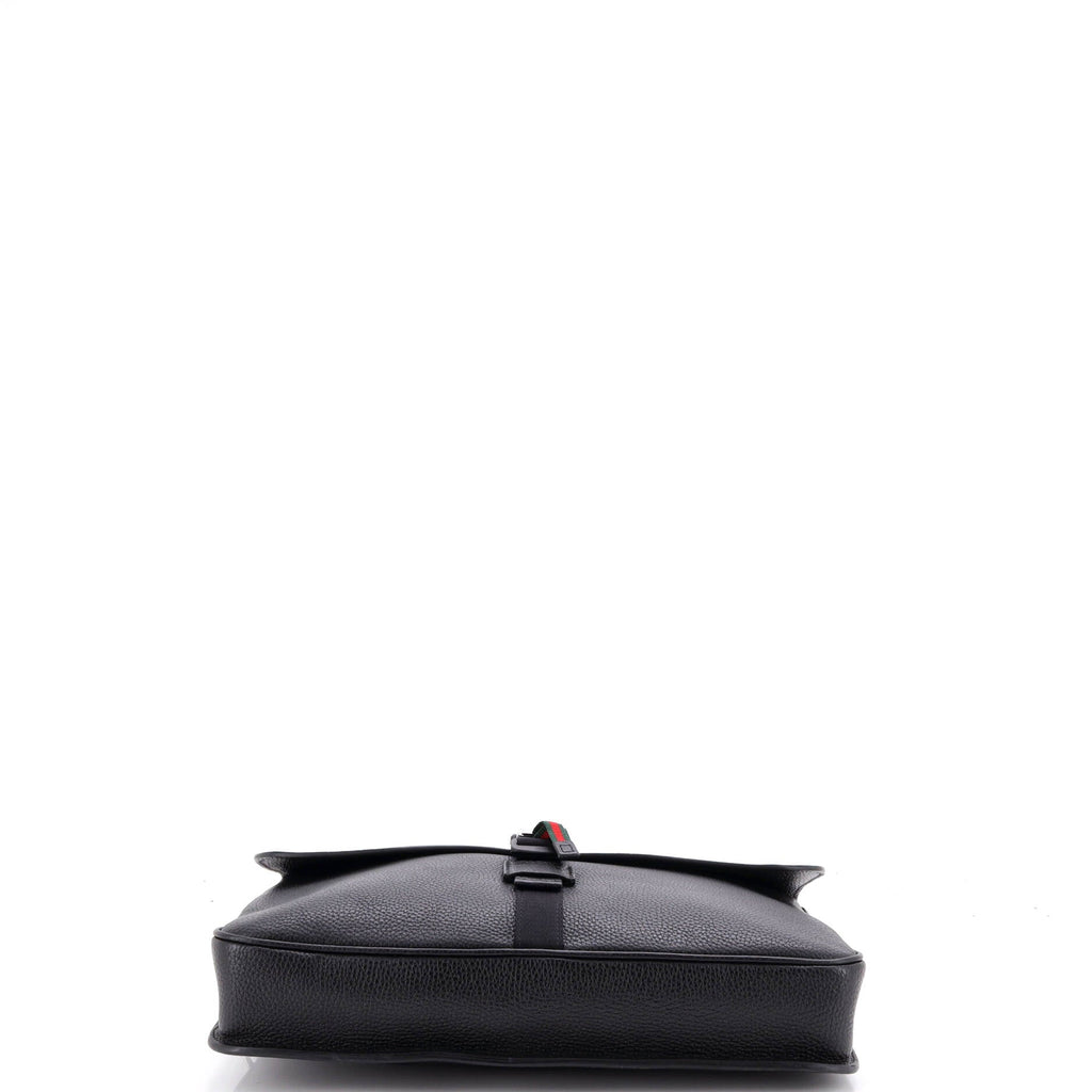 Web Buckle Wristlet Briefcase Leather