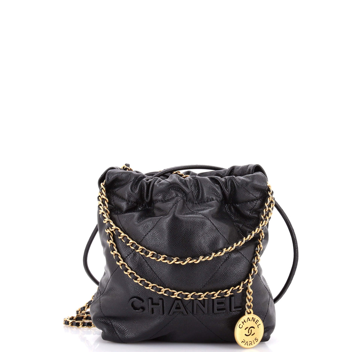22 Chain Hobo Quilted Caviar Mini