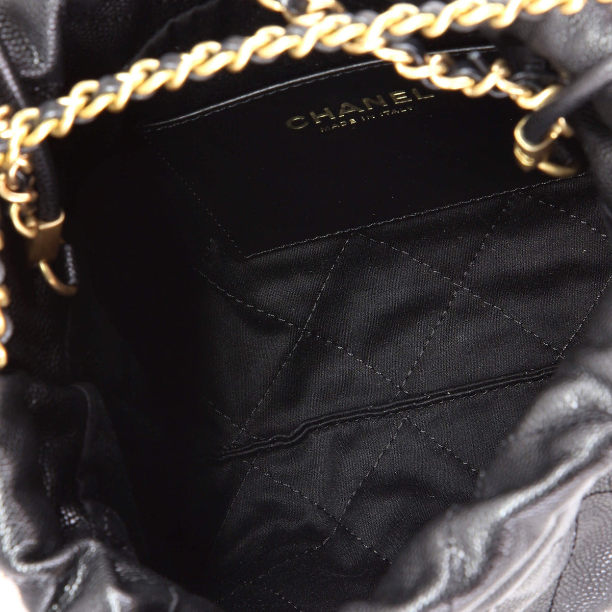22 Chain Hobo Quilted Caviar Mini