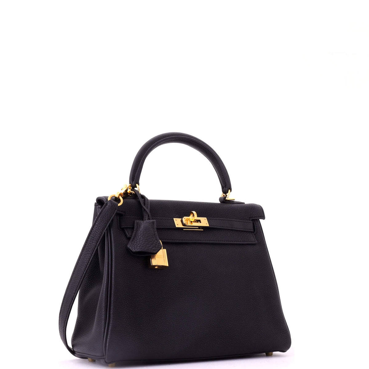 Kelly Handbag Noir Togo with Gold Hardware 25