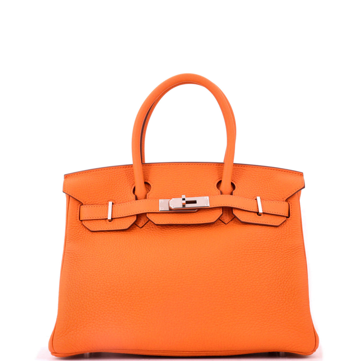 Birkin Handbag Orange H Clemence with Palladium Hardware 30