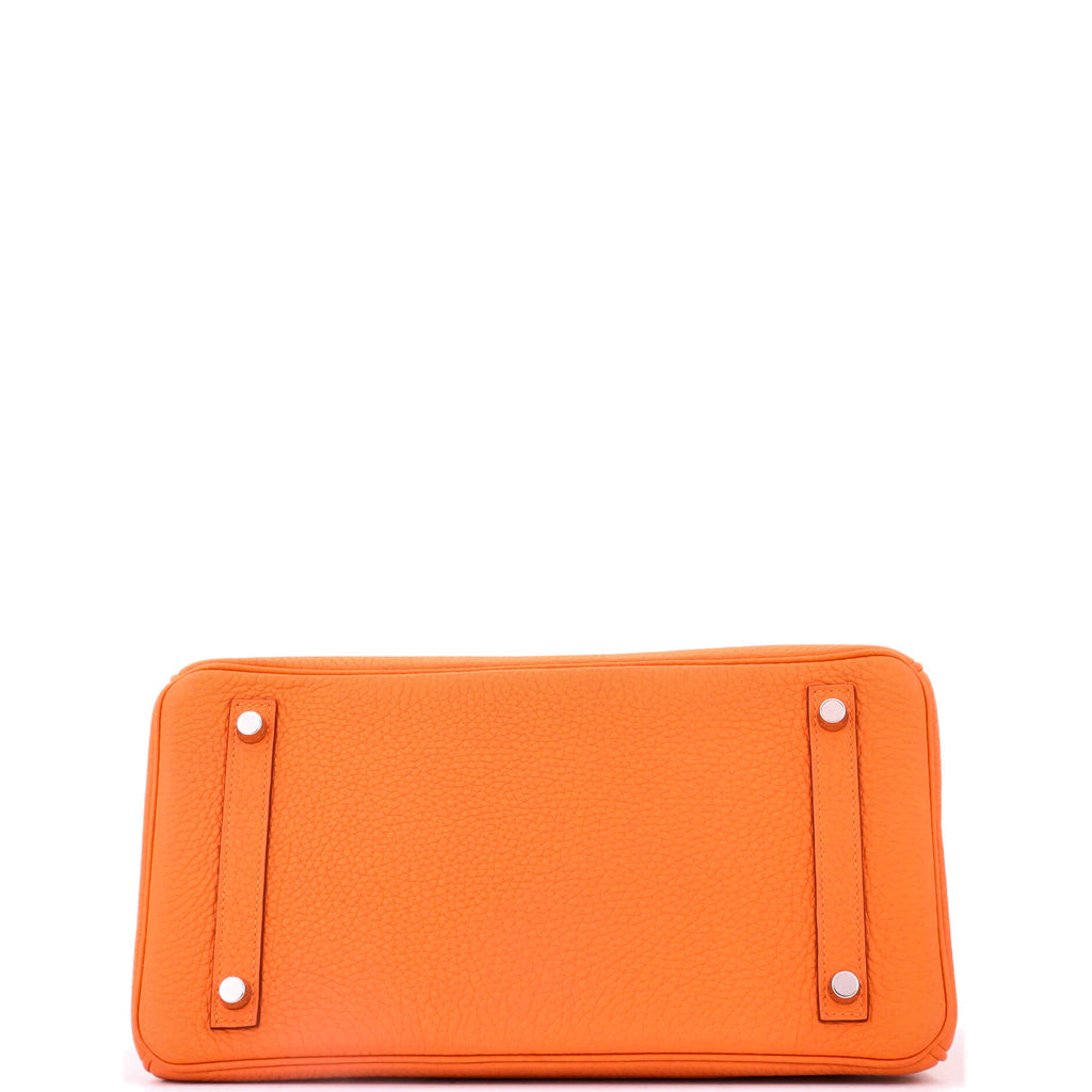 Birkin Handbag Orange H Clemence with Palladium Hardware 30