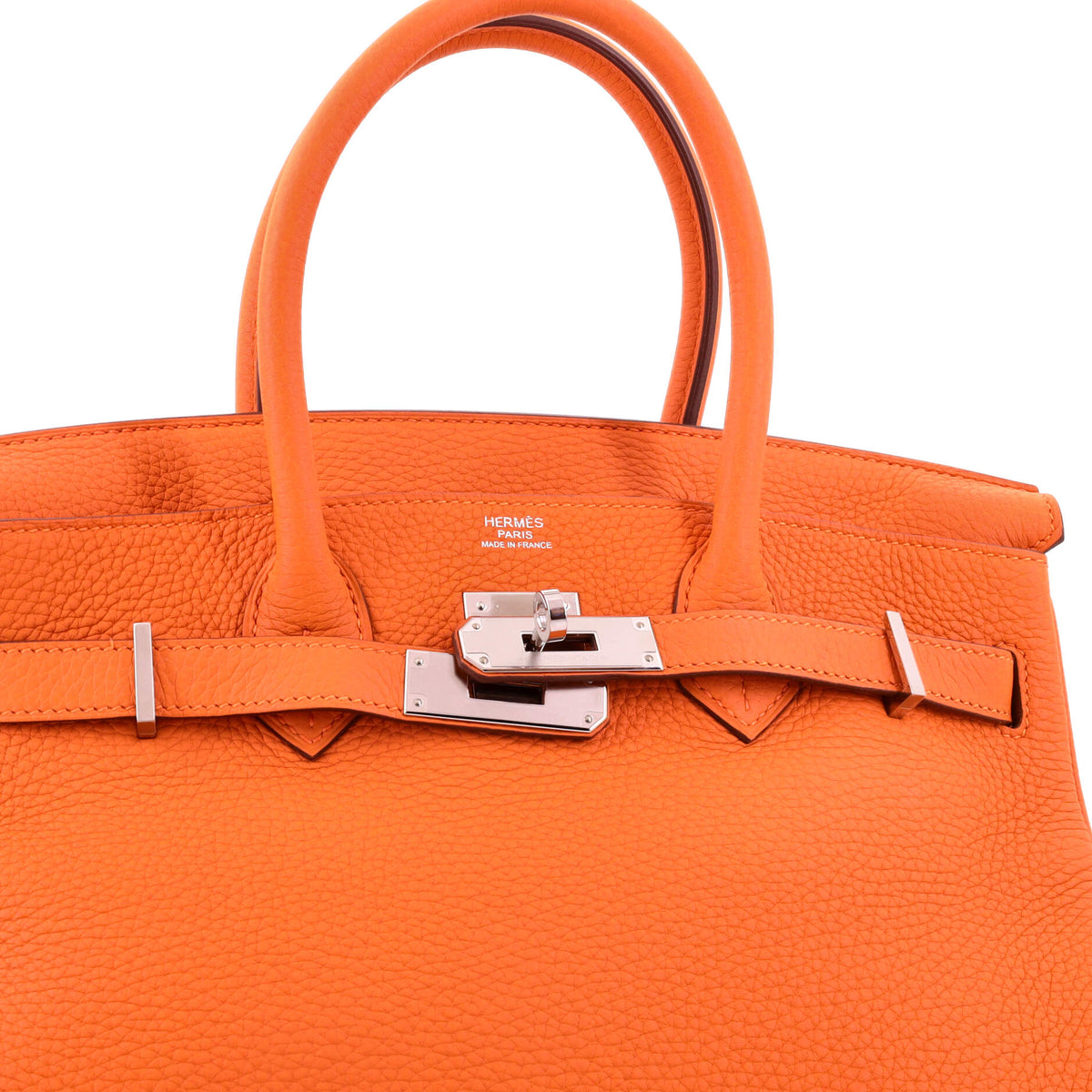 Birkin Handbag Orange H Clemence with Palladium Hardware 30