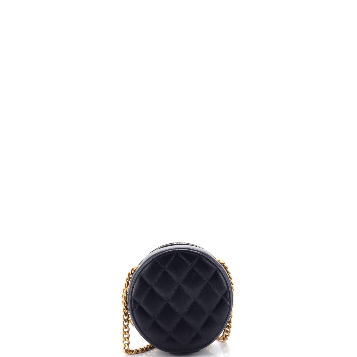 All Slide Long Round Clutch with Chain Quilted Lambskin
