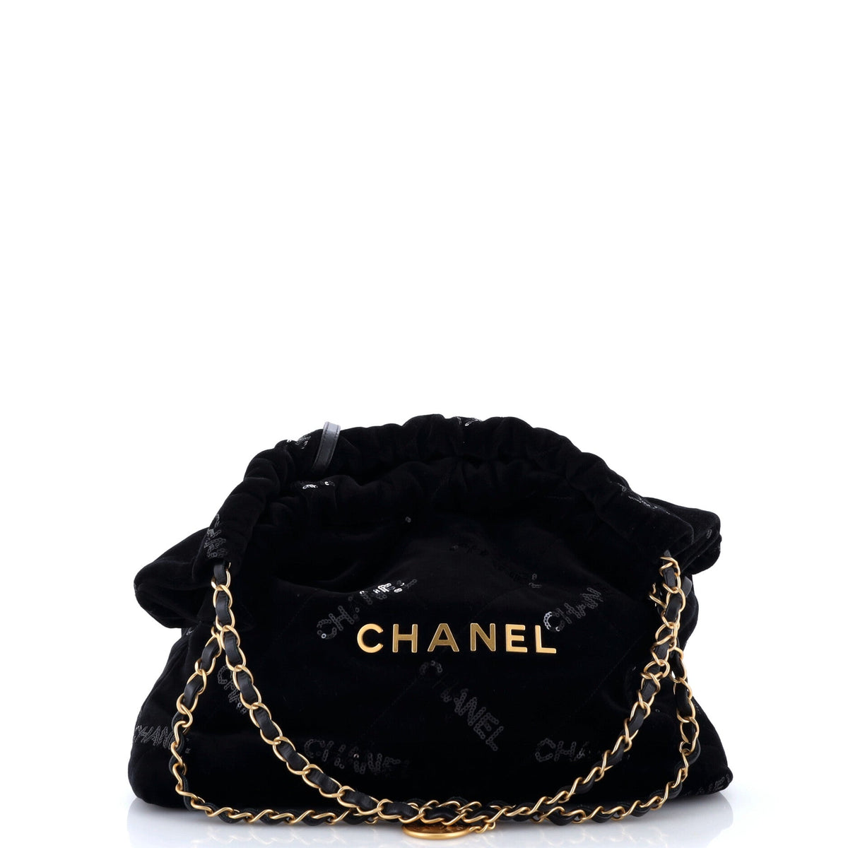22 Chain Hobo Quilted Velvet with Sequins Medium