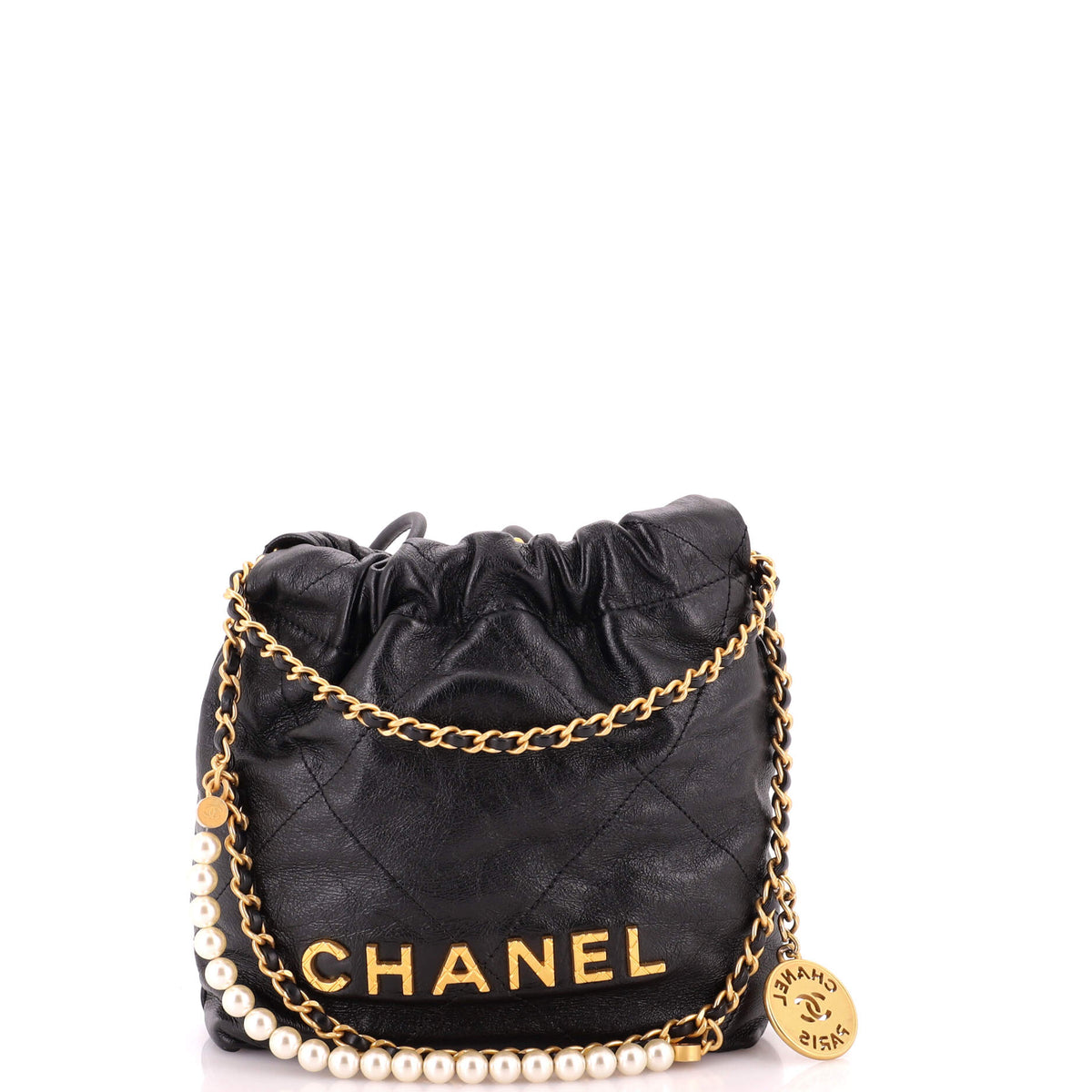 22 Chain Hobo Quilted Calfskin with Pearl Chain Mini