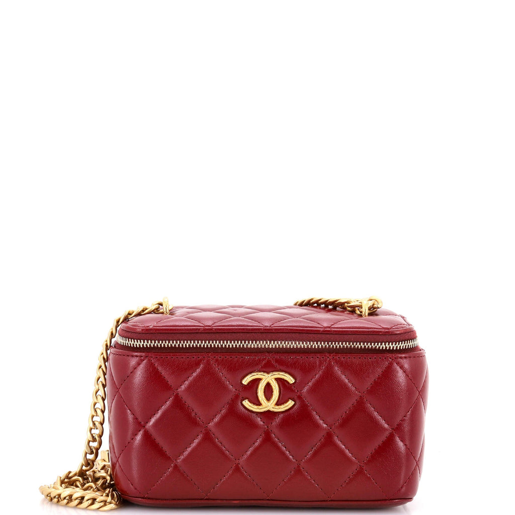 All Slide Long Vanity Case with Chain Quilted Lambskin Small