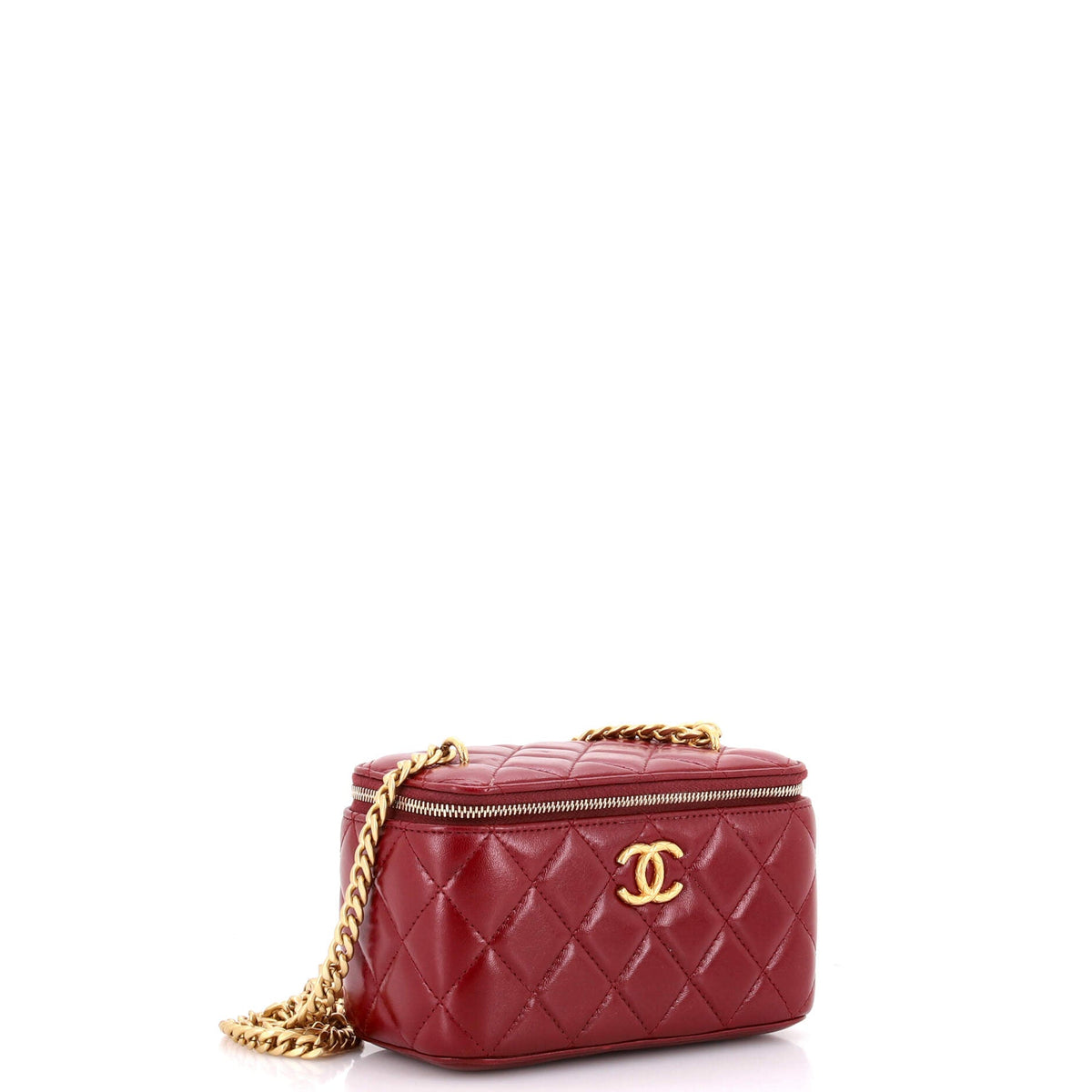 All Slide Long Vanity Case with Chain Quilted Lambskin Small