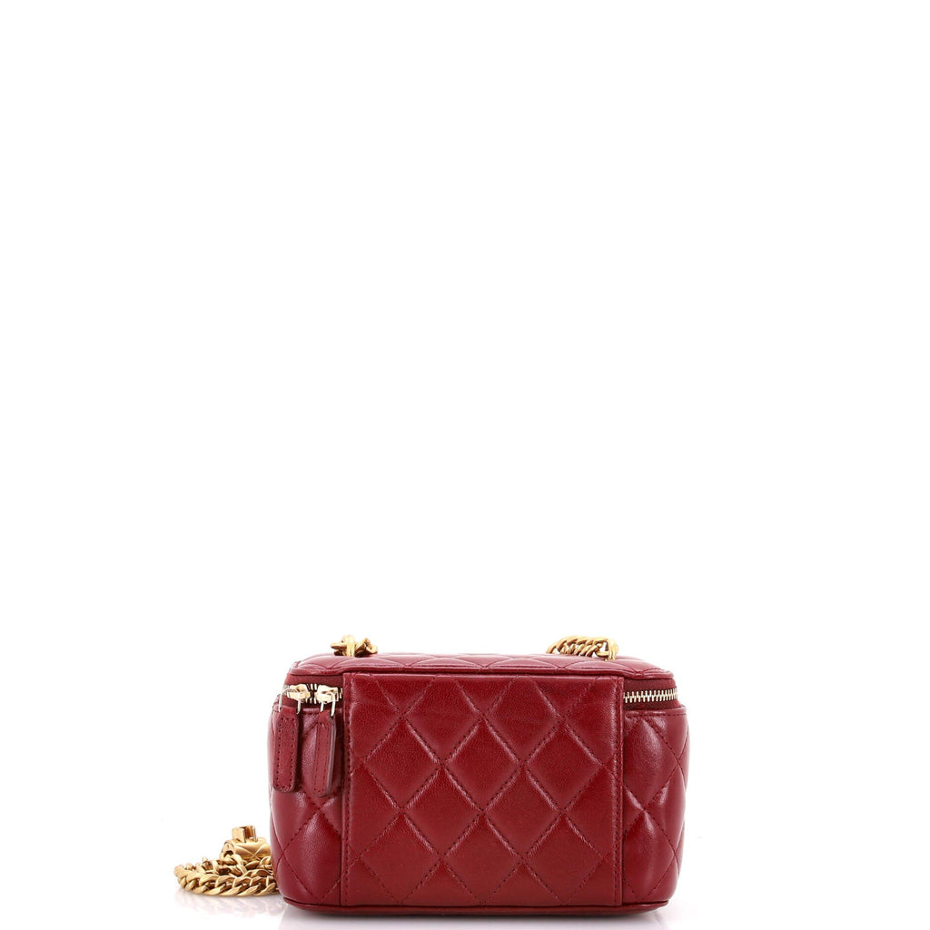 All Slide Long Vanity Case with Chain Quilted Lambskin Small