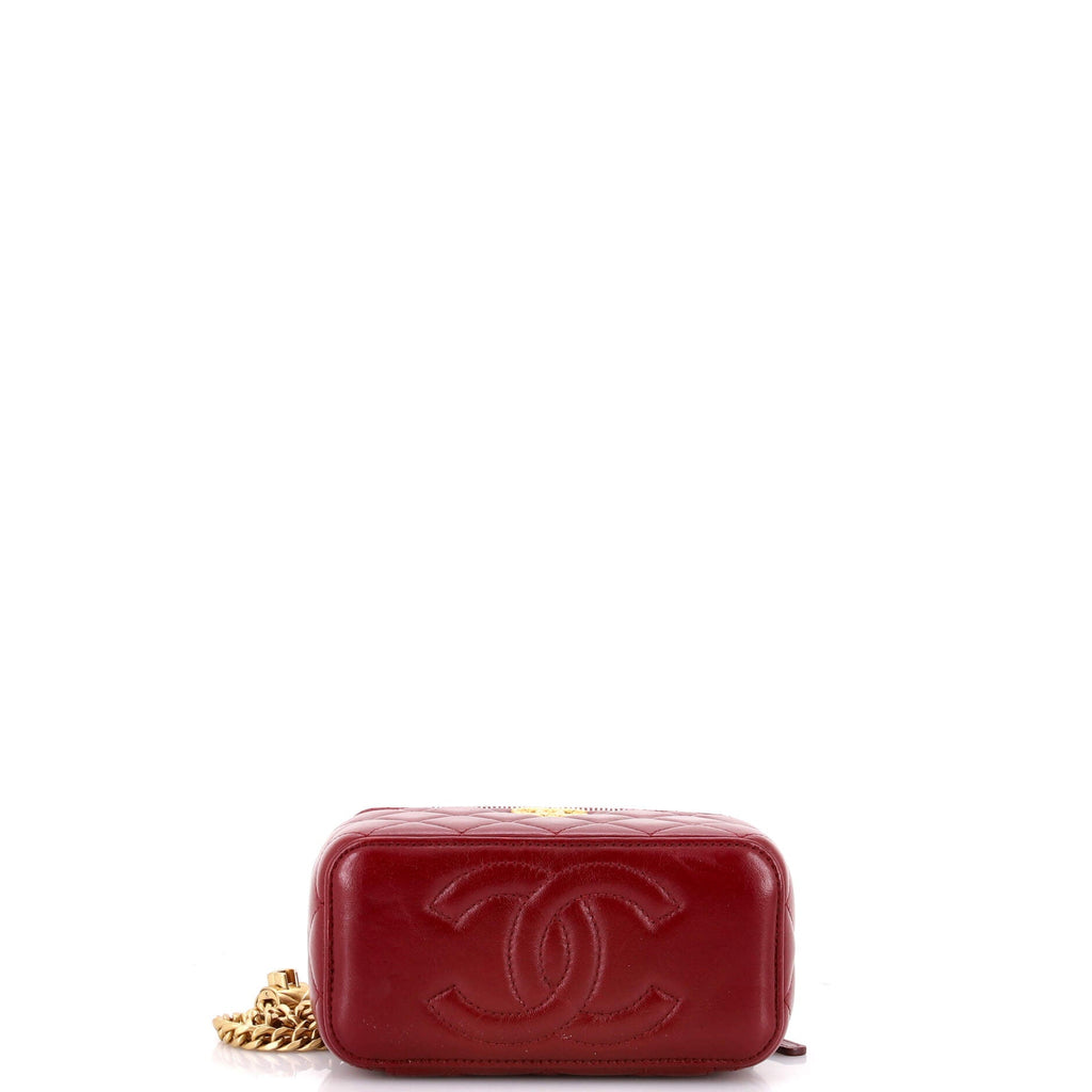All Slide Long Vanity Case with Chain Quilted Lambskin Small