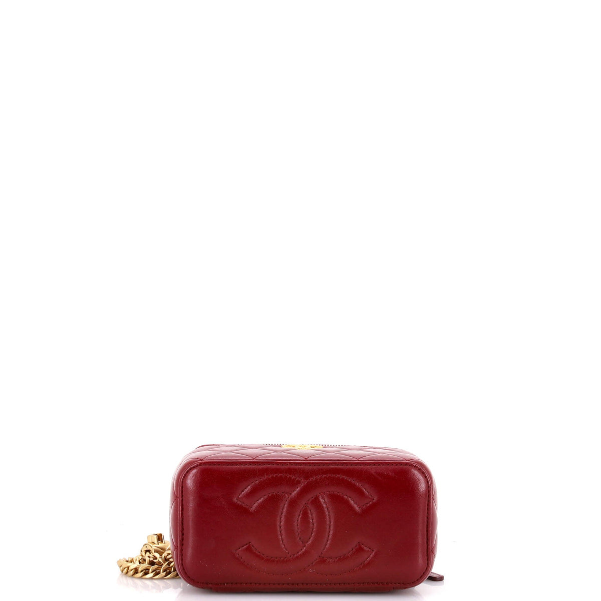 All Slide Long Vanity Case with Chain Quilted Lambskin Small