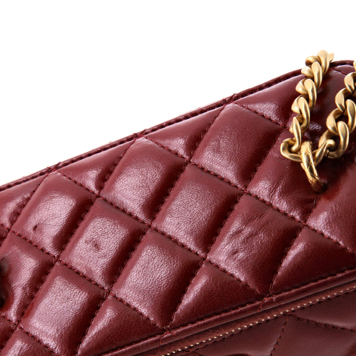All Slide Long Vanity Case with Chain Quilted Lambskin Small