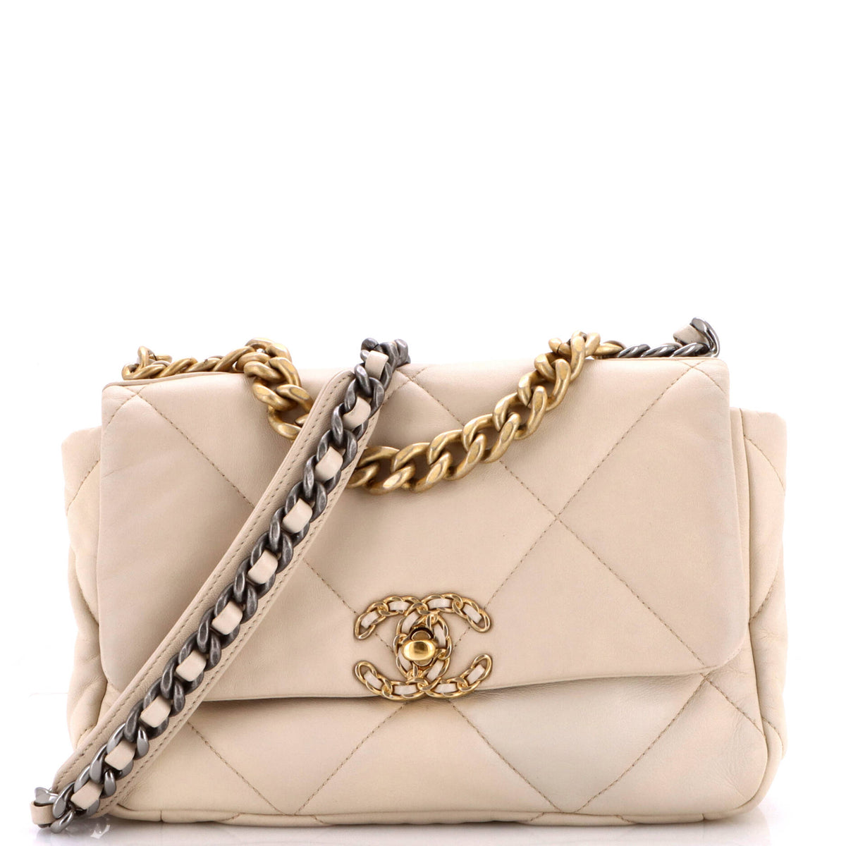 19 Flap Bag Quilted Leather Medium